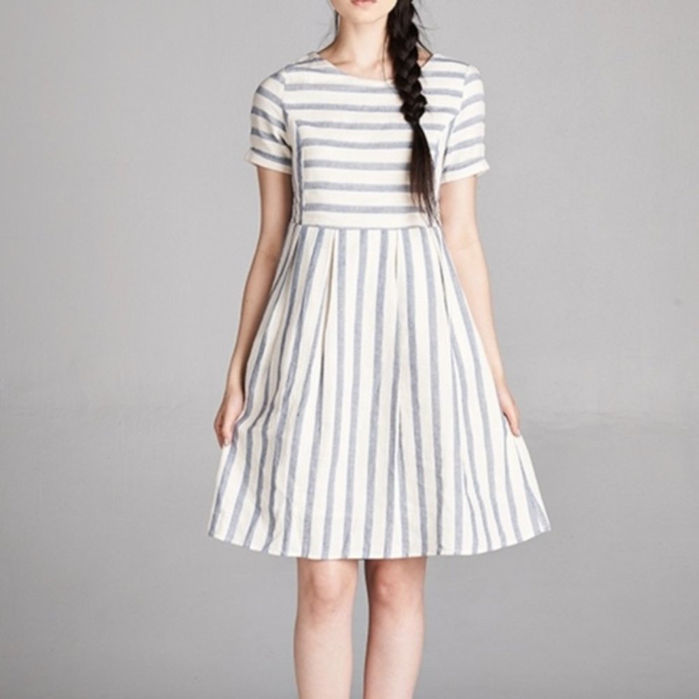 Chambray Blue Stripe Dress with pockets